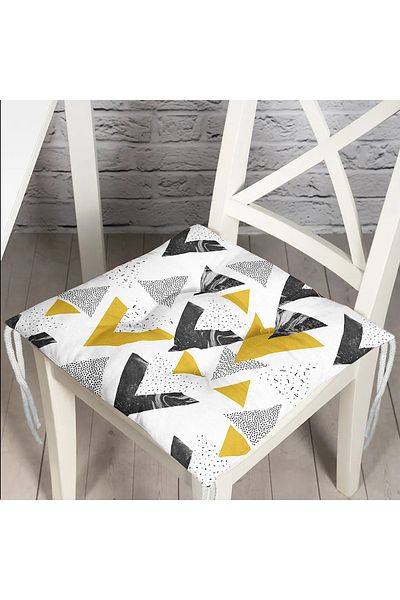 Realhomes Modern Fluffy Chair Cushion with Marble Detail and Black and White Geometric Motif