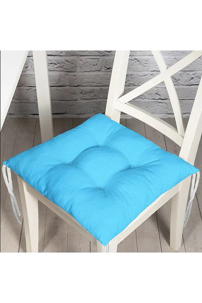 Realhomes Plain Sky Blue Digital Printed Fluffy Chair Cushion