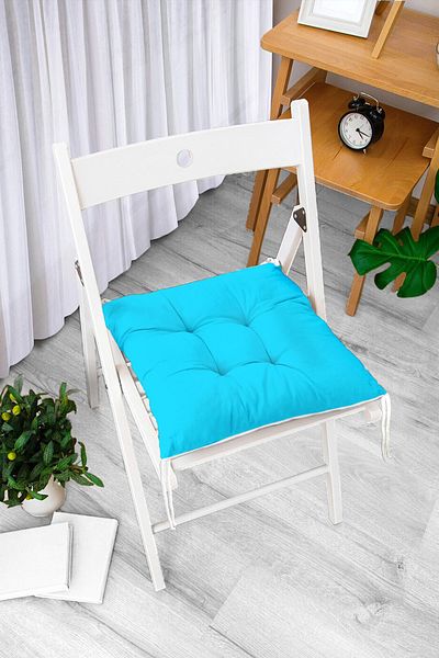 Realhomes Plain Sky Blue Digital Printed Fluffy Chair Cushion
