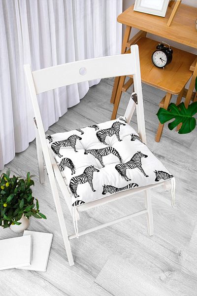 Realhomes Zebra Design Digital Printed Fluffy Chair Cushion