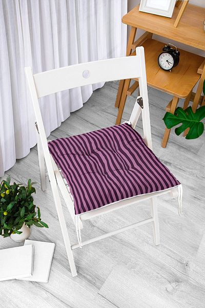 Realhomes Light Dark Plum Colored Line Design Fluffy Chair Cushion