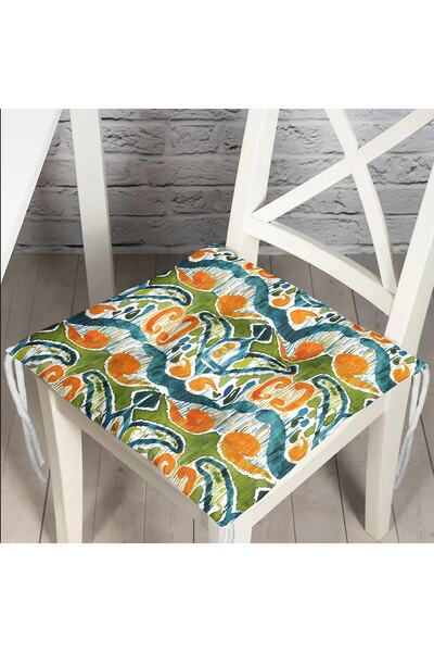 Realhomes Yeşil Damask Tasarımlı Dijital Baskılı Pofidik Sandalye Minderi