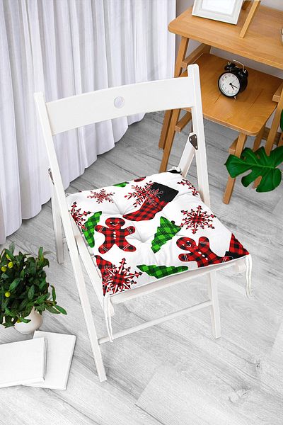 Realhomes New Year's Themed Plaid Design Fluffy Chair Cushion