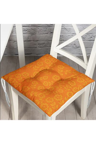 Realhomes Pofidik Chair with Daisy Motif and Orange Floor - Cushion