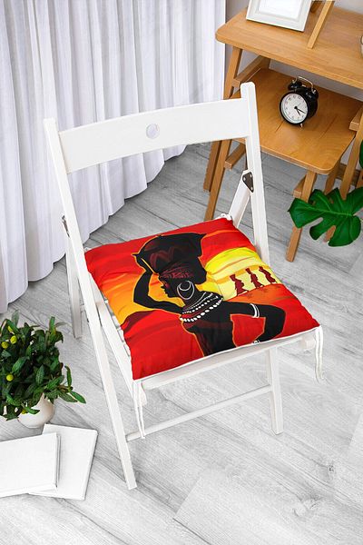 Realhomes Ethnic Black Women's Themed Digital Printed Fluffy Chair Cushion