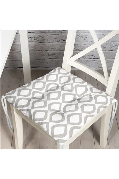 Realhomes Cream Droplet Design Digital Printed Modern Fluffy Chair Cushion