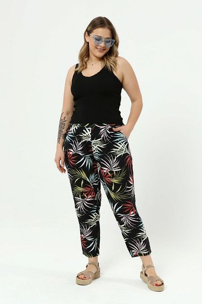 xlargebutik Large Size Woven Viscose Fabric Elegant Trousers