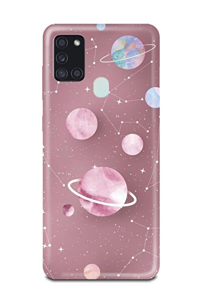 PERAX Samsung Galaxy M30s - M21 Pembe Galaksi Baskılı Telefon Kılıfı M30s030-43
