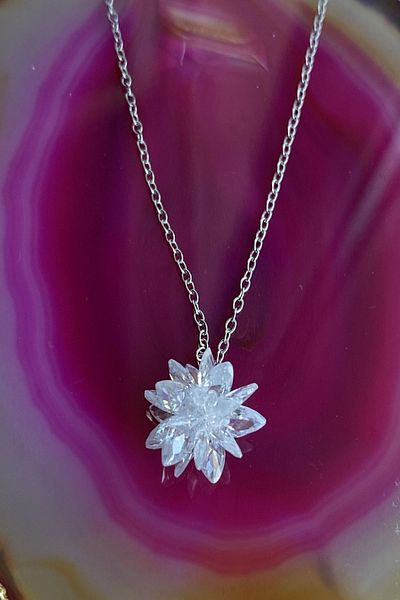 axexuar Zircon Stone White Pendant Chain Necklace Women's Necklace