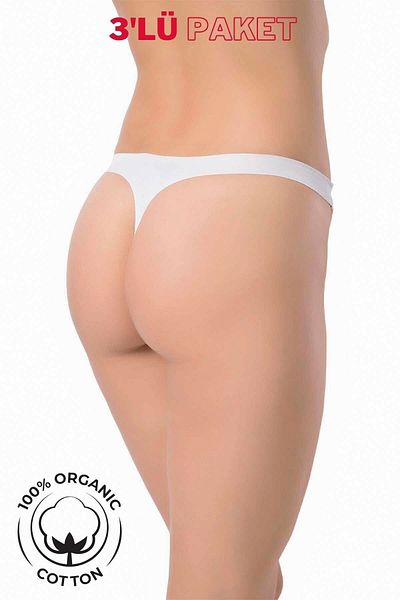 Papatya Laser Cut 3 Pack Cotton Thong