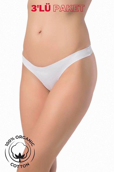 Papatya Laser Cut 3 Pack Cotton Thong