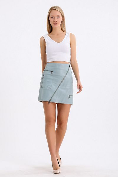 Leather Club Turquoise Leather Skirt