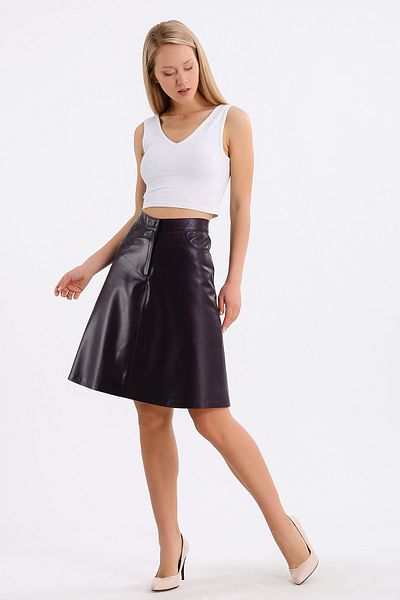 Leather Club Fusta din piele burgundy
