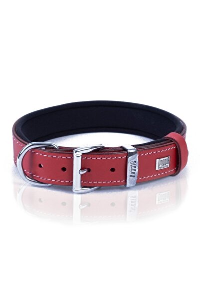 Doggie Comfort Deri Kemik Süslü Köpek Boyun Tasması Medium Kırmızı 3x42-50 Cm