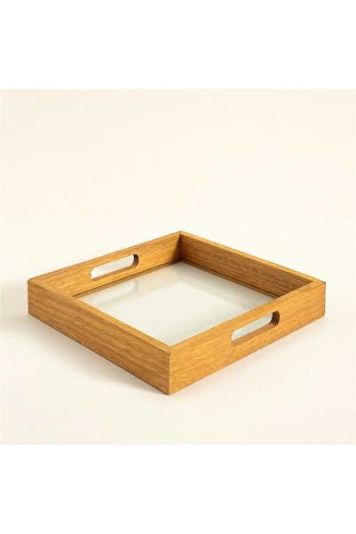 Chakra Woden Frame Camlı Tepsi 33 Cm Standart