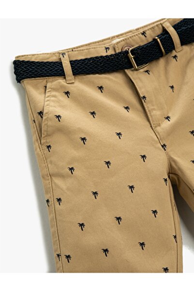 Koton Šortky s palmovým potiskem s páskem, bavlna nad kolena