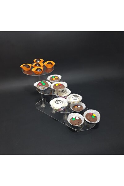 soylu pleksi Şeffaf Pleksi 4'lü Geniş Daire Teşhir Cupcake Standı