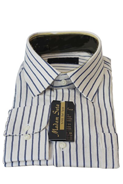 Madam Seta İpekçilik Çizgili Ham Ipek Gömlek