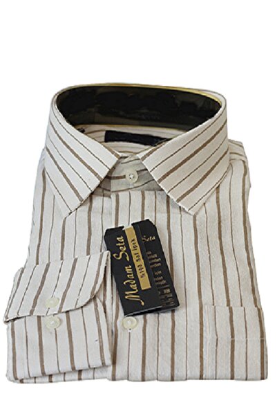 Madam Seta İpekçilik Çizgili Ham Ipek Gömlek