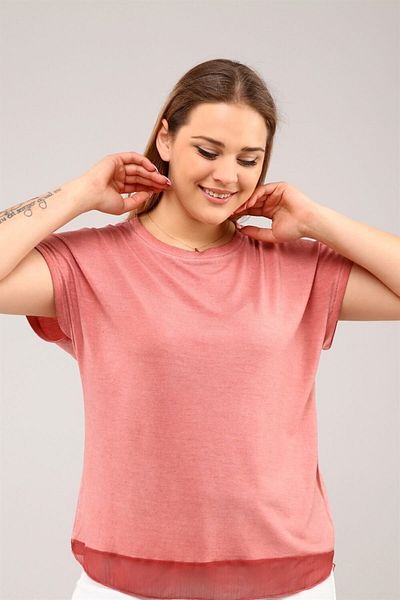 Seamoda Tivul șifon învechit tricou-cărămidă