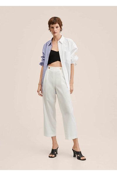 MANGO Woman Short-Legged Buttoned Trousers