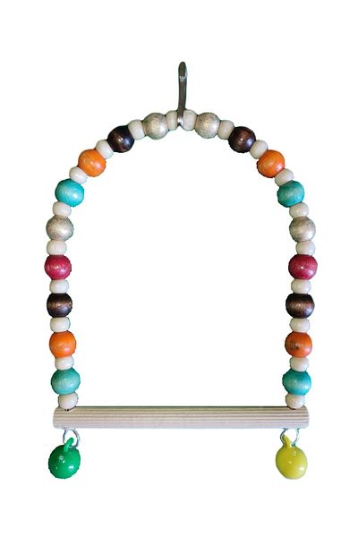 Wooden Bird Budgie Wooden Beaded Swing