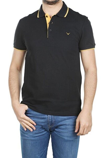 Cazador Erkek Battal Büyük Beden Polo Yaka Çizgili T-shirt