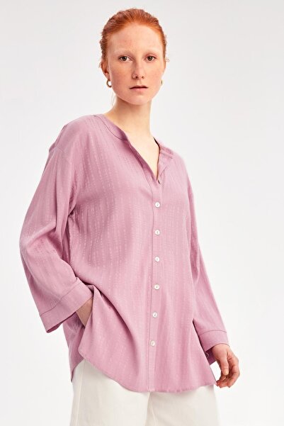 Perspective Cassey Comfortable Fit Crew Neck Violet Color Women's Shirt