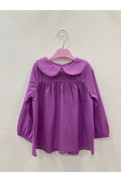 Çikoby Girl's Purple Baby Collar Blouse