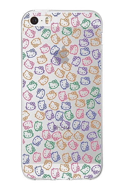 PrintiFy Iphone 5s Uyumlu Kapak Hello Kitty Tasarımlı Şeffaf Silikon Kılıf