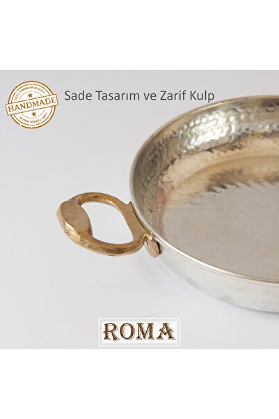 Roma 20 Cm El Yapımı Içi Dışı Kalaylı 1. Sınıf Düz Bakır Tava Sahan Kuymak Mıhlama Yumurta Omlet Menemen