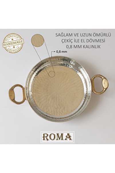 Roma 20 Cm El Yapımı Içi Dışı Kalaylı 1. Sınıf Düz Bakır Tava Sahan Kuymak Mıhlama Yumurta Omlet Menemen
