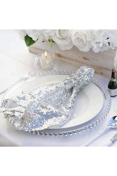 MER HOME Set de 6 șervețele decorative de servire cu paiete (30x30)