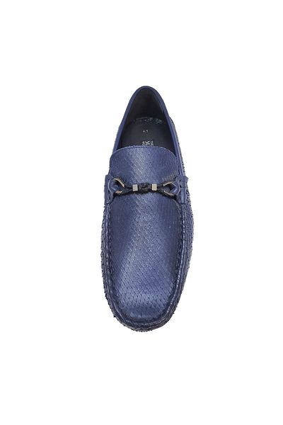 MARCOMEN Navy Blue Inner Outer Genuine Leather Men's Casual Loafer Shoes -247771
