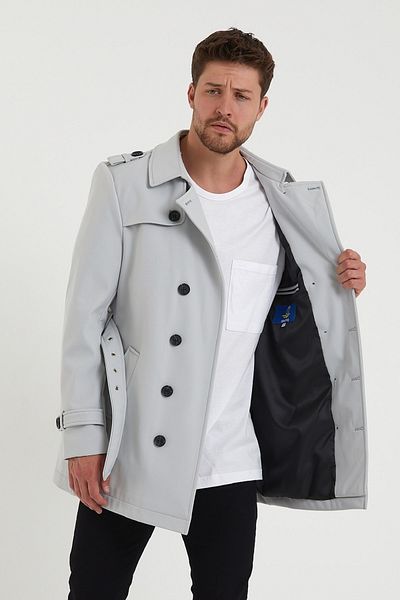Sporting Men's Stone Color Softshell Waterproof Trench Coat