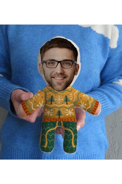 Bk Gift Kişiye Özel Fotoğraflı Eğlenceli Surat Bebek Yastık-52