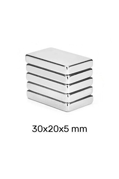 Mıknatıs AVM N35 Neodimyum Güçlü Mıknatıs 30x20x5 Mm (5 ADET SET)