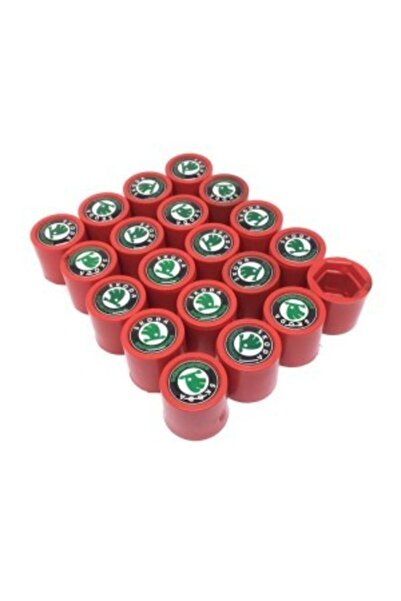 OEM Skoda Silikon Bijon Kapağı Kırmızı Yeşil Siyah 20 Adet 15mm