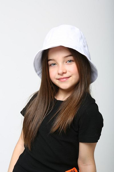 MARBERRY White Unisex Lux Cotton Fabric Bucket Kids Hat
