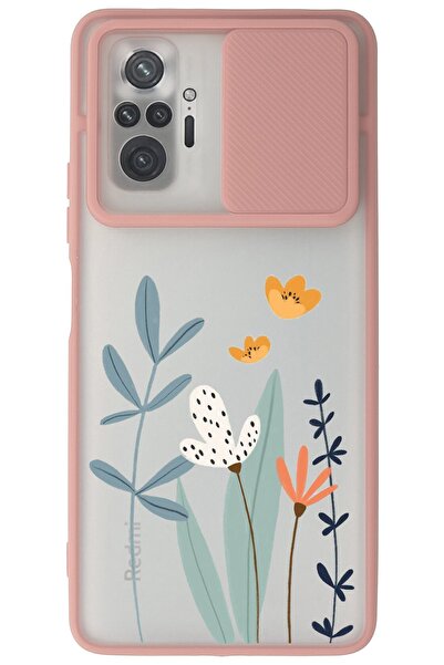 WANNA PROTECT Xiaomi Redmi Note 10 Pro Pembe Kamera Korumalı Sürgülü Çiçek Ba...