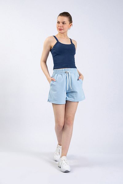 The Step Sports Women's Indigo Blue Corded Crop Knitted Strappy Undershirt