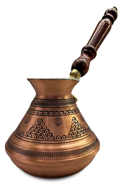 Batur Ticaret Işlemeli Ve Kalın Bakır Cezve Büyük Boy Rus Cezvesi