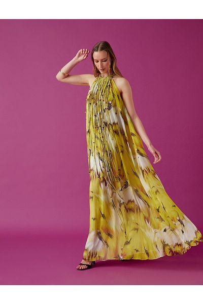 Koton Halter Neck Tassel Detailed Patterned Dress