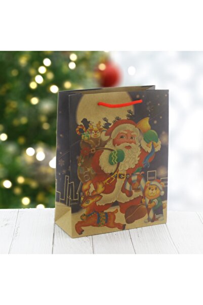 mutlu adım 6 bucăți 19x24cm pungă din carton kraft Moș Crăciun