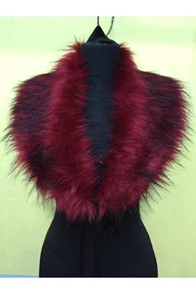 kurkyaka Bordo Kürk Şal Yaka Içten Uzunlugu 82 Cm