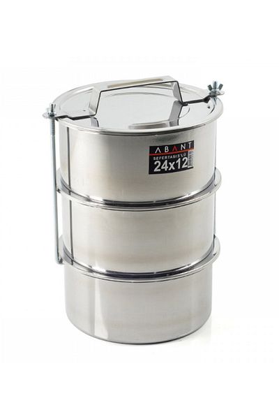 Abant Steel 3-Piece Table Food Carrying Container - 24X12Cm