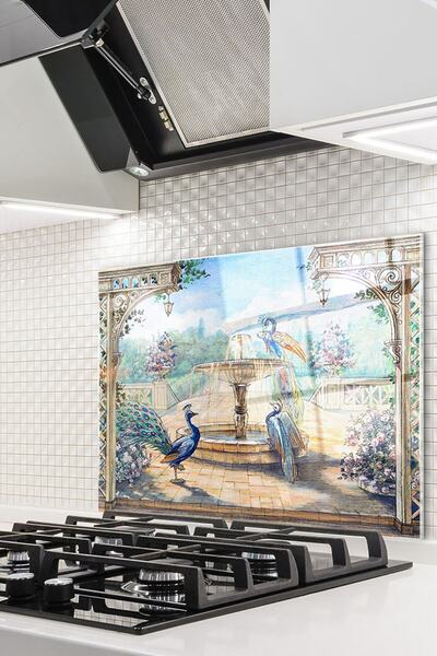 Genel Markalar 76x49,5 cm Cam Ocak Arkası Koruyucu Ankastre Arkası Koruyucu |...