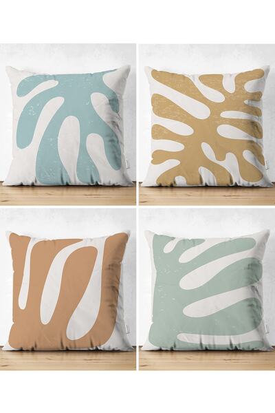 Realhomes مجموعة من 4 قطع من غطاء وسادة رمي من الجلد السويدي الحديث مع رسم On...