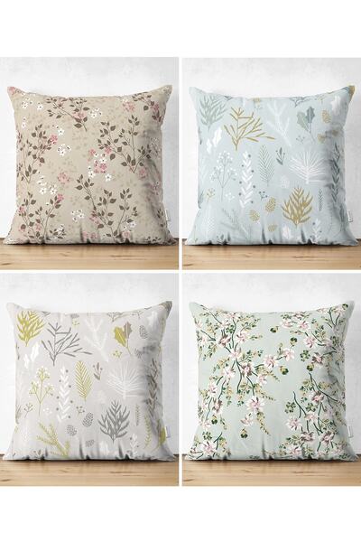 Realhomes 4-Piece Double Sided Colorful Flower Patterned Modern Suede Pillow ...