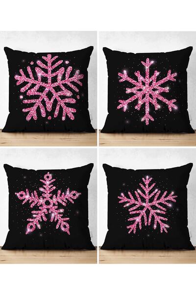 Realhomes مجموعة مكونة من 4 قطع من غطاء وسادة رمي من جلد الغزال الحديث مع خلف...